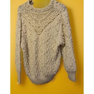 SSG Catherine Lover Vintage size M Medium sweater High Neck crochet Pom‎ Pom
